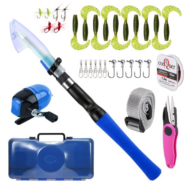 

1.2m fishing rod fishing reel pole lures hooks line accessories kids rod reel combo spincast carp