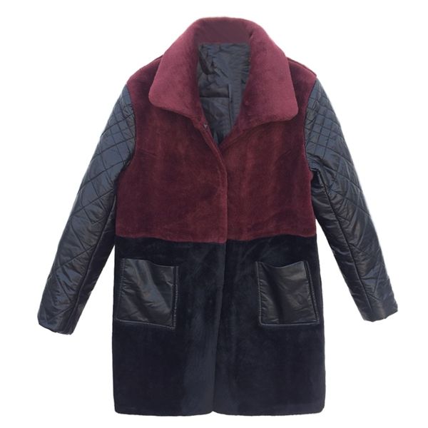 

new arrival 2018 winter wool fur coat women long jackets fashion warm plus size leather down coat outerwear m-4xl, Black
