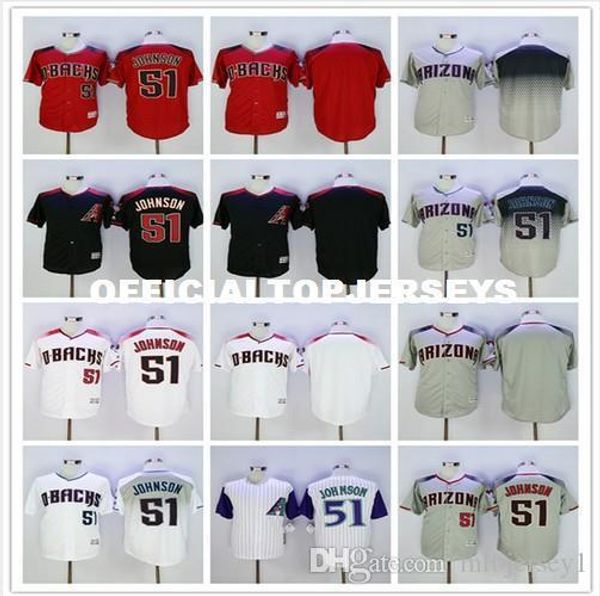 

2019 mens 51 randy johnson blank jersey color white gray black red stitched retro jerseys size:m-xxxl, Black;blue
