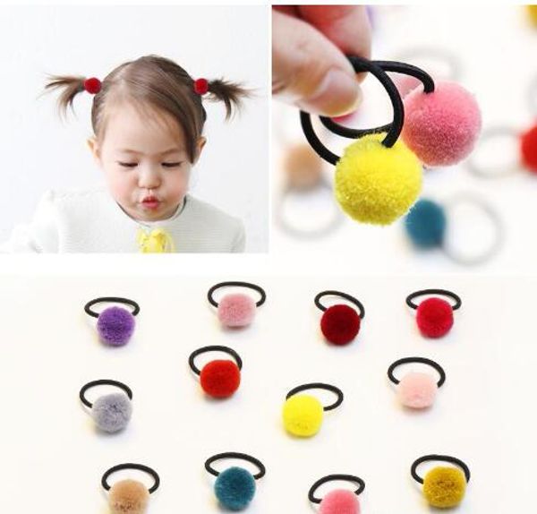 Carino Copricapo Elastico Capelli Cravatta Corda Pompom Hairband Per Bambini Accessori per capelli Arredamento per capelli fatto a mano Decorazione per il bambino GB1685