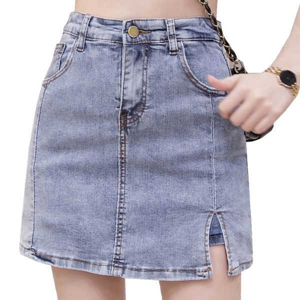

dark blue cowgirl bust divided skirt of tall waist thin pop hole shuhua336