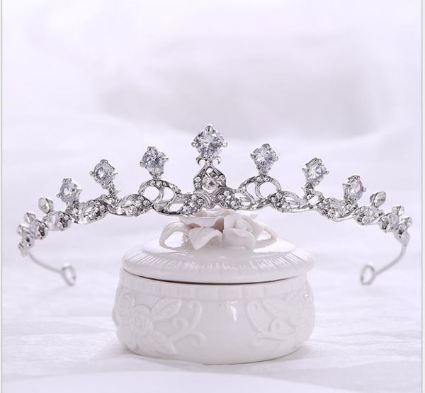 

zircon crown headband princess crystal crown bridal wedding headwear, Silver