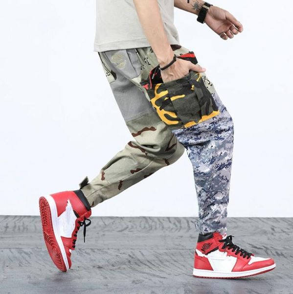 

camoflage pant новый 2020 spring man брюки мужчины повседневная карго брюки мужчины строчка карман сыпучих pant бег w155, Black