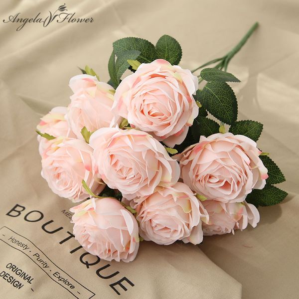

10 heads artificial flowers rose silk wedding bouquet home decor vase party arrangement garden l plants valentine's day gift