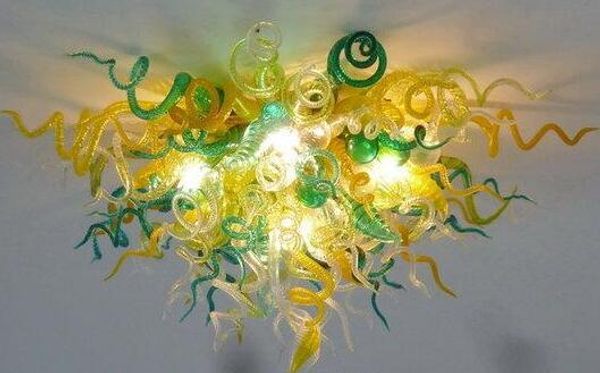 

green and yellow mix ceiling lights designer 100% hand blow glass chandelier lighting led ceiling light