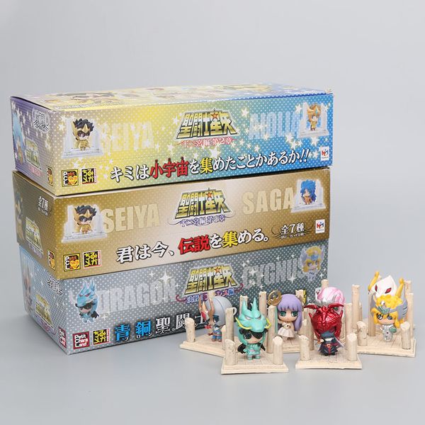 

7pcs/set anime seiya figure gold egg box pvc action figure knights of the zodiac toy model q edition children gift sh190911