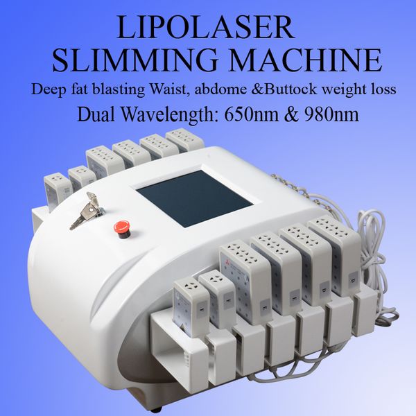 

popular laser fat burning weight loss machine dual wavelength 650nm 980nm lipolaser slimming machine solon use, Black