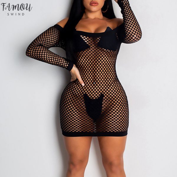 

new women hallow out crochet beachwear dress summer slim long sleeves mesh transparent mini dress party beach holiday, Black;gray