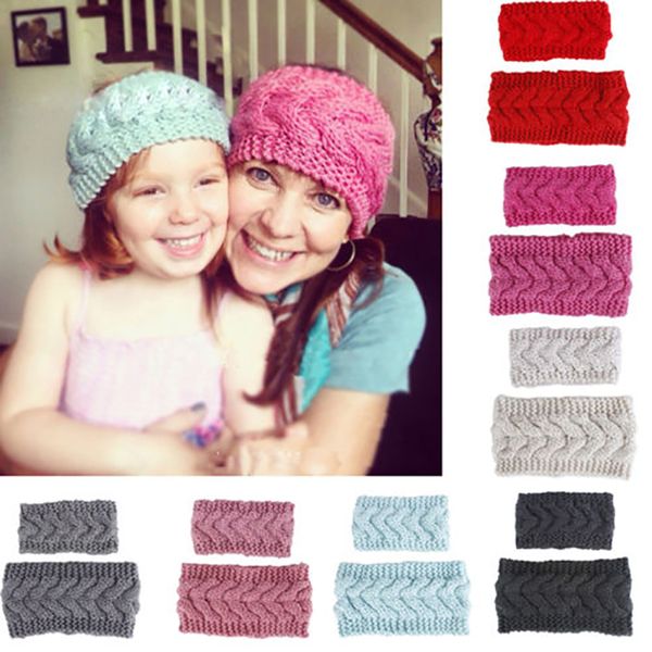 

2pcs mother and daughter headband family matching hair band knitted winter warm cute lovely gift women girl heaswear accessories