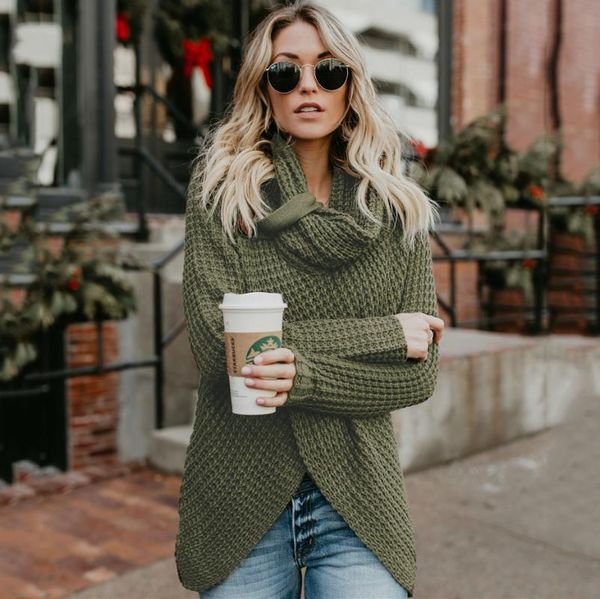 

women's long-sleeved long-sleeved sweaters and sweaters in high-collar, Black