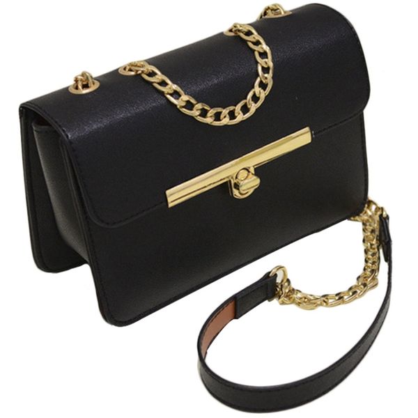 

girls ladies mini fashion sling shoulder bags women crossbody chain pu handbag small messenger bags(black