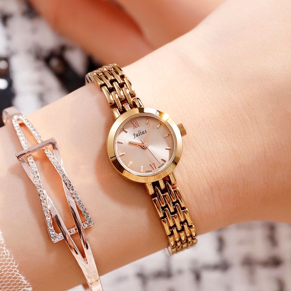 

julius clock women watch stainless steel watches ladies fashion casual watch quartz wristwatch, Slivery;brown