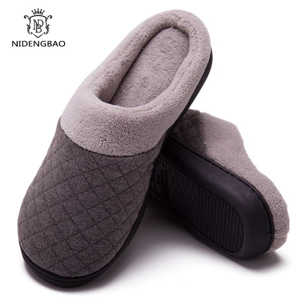 

winter home cotton slippers for men plus wide large size 36-47 lovers shoes non-slip indoor thick warm slippers man soft slides, Black