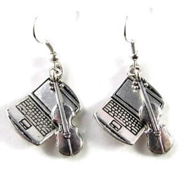 

новые горячие продажи панк серьги простые компьютерные очарование кулон серьги скрипки женские подарки оптовая моды заявление дизайнер серьг, Golden;silver