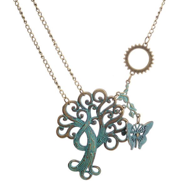 

retro jewelry steampunk gear tree of life pendant necklace simple and elegant temperament accessories individual, Silver