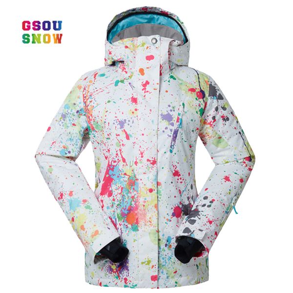 

gsou snow new ski jacket women anti-pilling snowboard coats waterproof fashion windproof female ski jackets breathable cotton