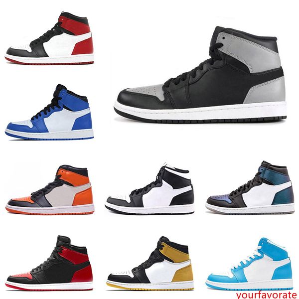 

1s mens basketball shoes bred toe shadow unc game royal homage to home 1 trainers sneaker men sports shoe size 7-13 discount