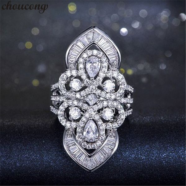 

choucong luxury female court ring 5a zircon cz 925 sterling silver engagement wedding band rings for women men baroque jewelry, Slivery;golden