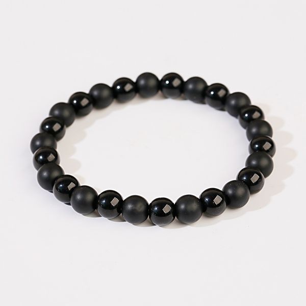 

oiquei men bracelet handmade classic 8mm black natural matte bright stone beaded bracelets hommes bransoletka pulsera hombre