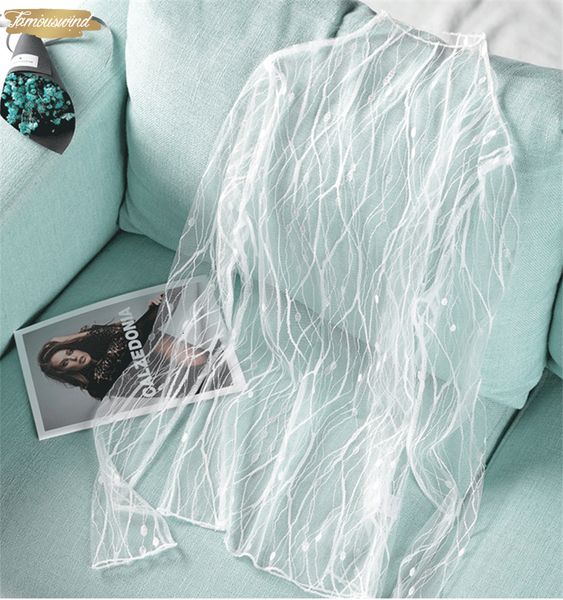 

winter blouse autumn women lace shirt mesh blouses see through transparent long sleeve white shirt striped