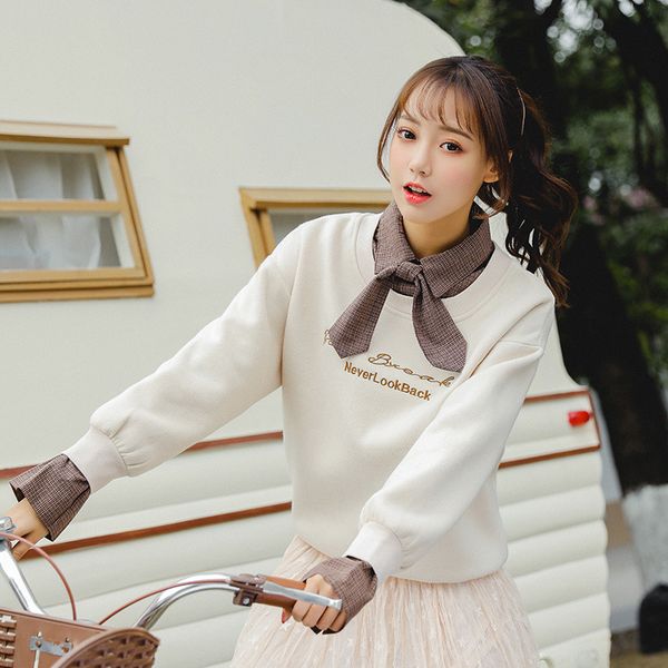 

fall and winter clothes p shoot 9090 # plaid stitching plus velvet fleece hoodie coat women's, Black