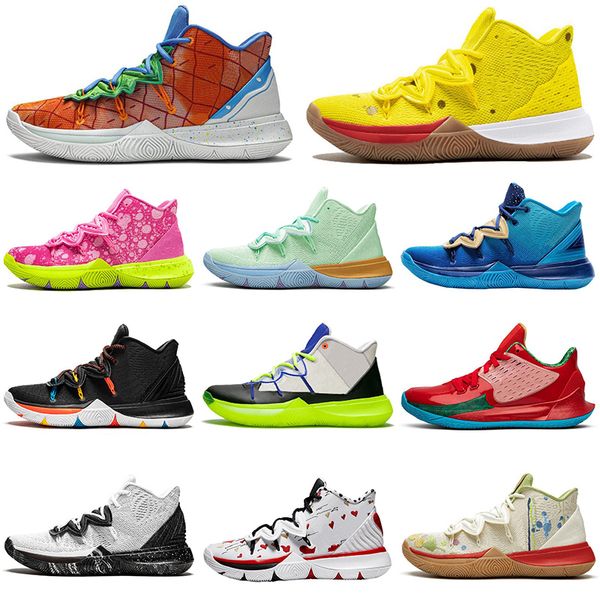 

2020 kyrie 5 5s sponge bob pineapple house basketball shoes patrick squidward mr. krabs orions belt mens trainers sports sneakers, White;red
