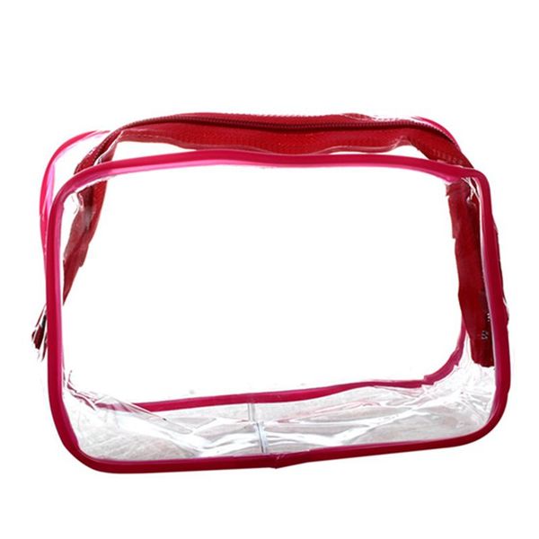 

new-pvc clear pouch travel bathing toiletry zipper cosmetic bag, rose red s