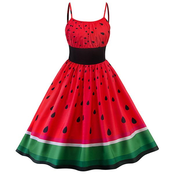 

2019 new fashion women dresses watermelon printing party dress cocktail prom ballgown fancy elegant dress moda mujer, Black;gray