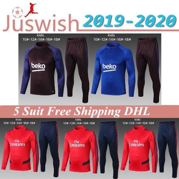 

survetement spain barcelona tracksuit 2020 kids mens soccer training suit 19 20 long sleeve pre-match football winter pants kit, Black;red