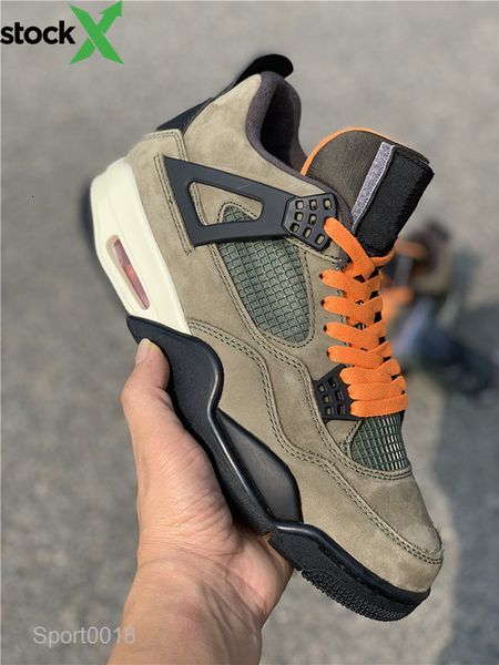 

new 4 iv brown green suede low men basketball shoes male 4s sneakers sports outdoor trainers with box size 7.5-13, Black