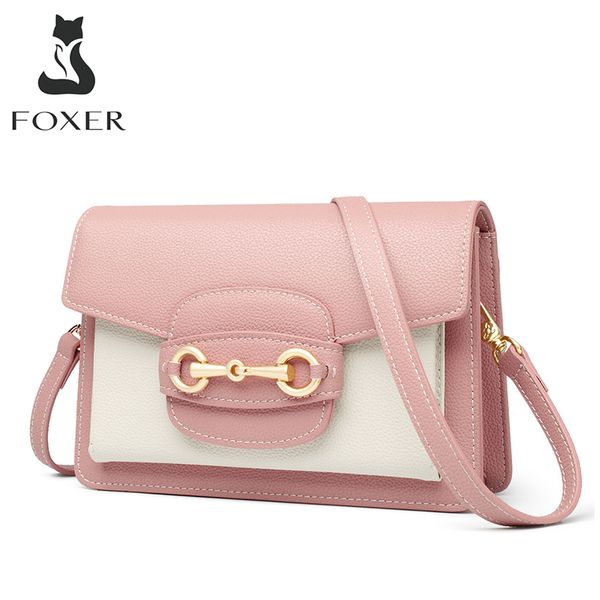 

foxer girl's summer cross-body flap bag split leather casual daily shoulder bag for women fashion lady small messenger phone