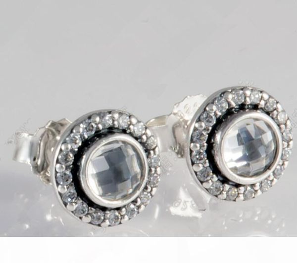 

2015 100% 925 sterling silver brilliant наследство с clear cz стад серьги подходит для европейского pandora ювелирных изделий, Golden;silver