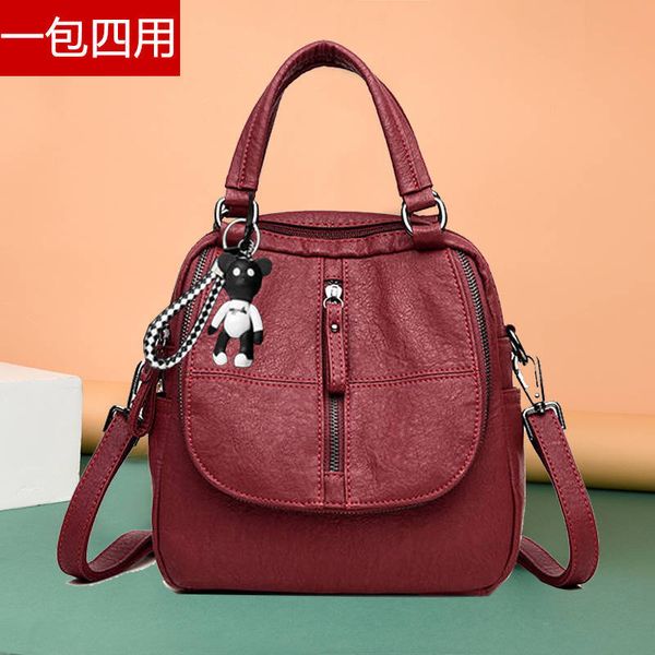 

2020 new women's backpack korean retro soft leather backpack fashion travel solid color zipper anti-theft bag