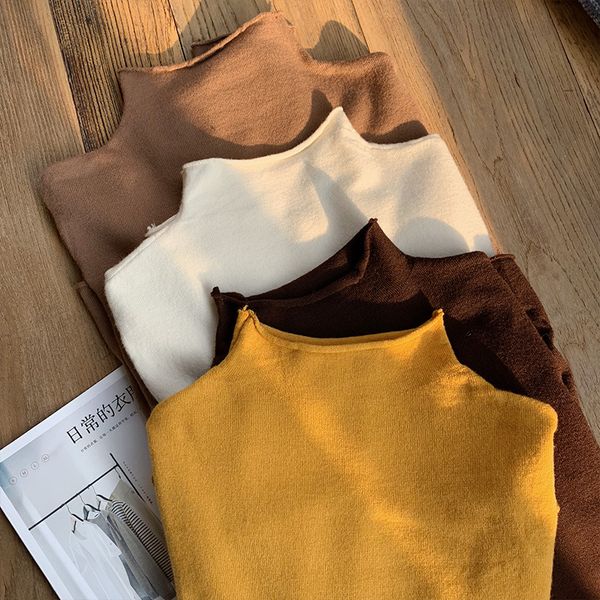 

2019 winter autumn thin turtleneck sweaters women long sleeve solid slim elastic fitting sweater casual basic knitted sweater, White;black