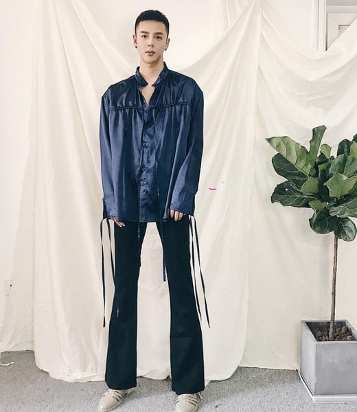

2019 new men's clothing hair stylist gd original independent design show bell-bottoms pants stage singer costumes 27-44, Black