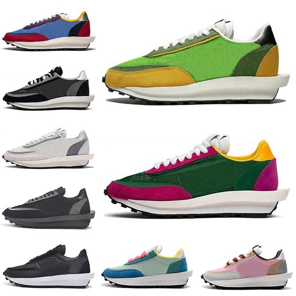 

2020 sacai ldv waffle chaussures casual shoes men women triple black green varsity blue sports sneakers espadrilles size 36-45