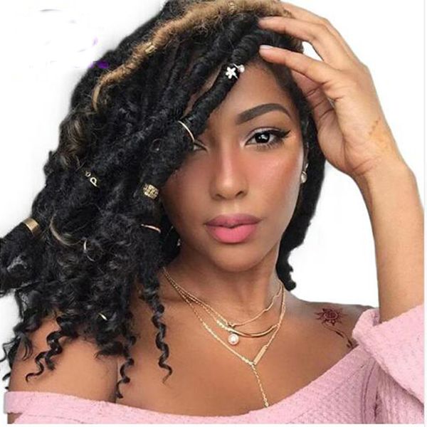 

горячая распродажа! 1 упак. богиня faux локс вязание крючком косы 18 дюймов мягкий натуральный kanekalon синтетические наращивание волос 24, Black