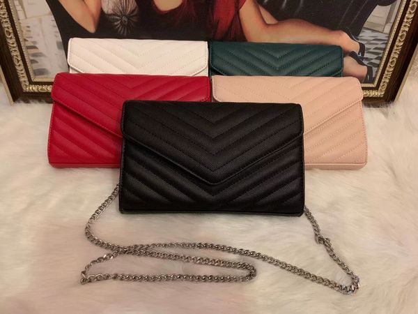 

2020 design handbags sheepskin caviar metal chain gold silver design handbag genuine leather bag flip cover diagonal shoulder bags