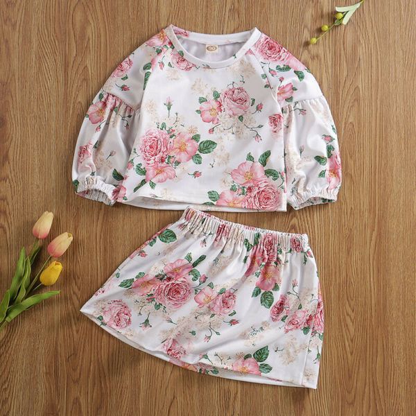 

limit 100 sale at a loss 2pcs toddler kids baby girls long sleeve t-shirt dress outfits clothes set, White