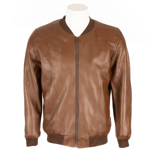 

changniu brown pu leather jackets for man outwear winter warm casual business multi size leather jackets solid vintage men coats, Black