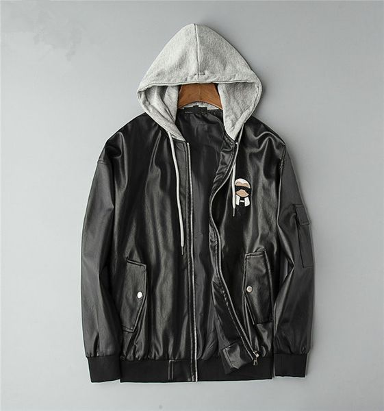 

2019 new fashion faux fur coats luxury casual mens designer leather pu jackets slim locomotive jacket hip hop streetwear plus size m-3xl, Black