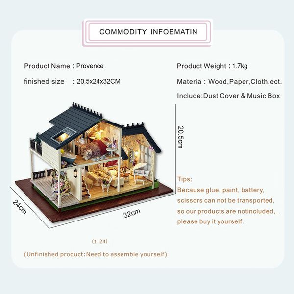 

diy doll miniature dollhouse with furnitures wooden house miniaturas toys for children new year christmas gift a y200414