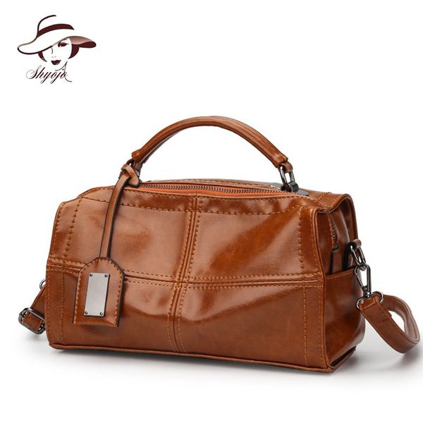 

europe tassel oil leather woman bags crossbody handbag female vintage messenger bag ladies plaid tote