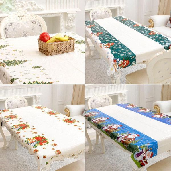 

оптовая 1 шт одноразовая 108 * 180cm pe пластиковые прямоугольная рождество скатерть рождество tablecover новый год украшения