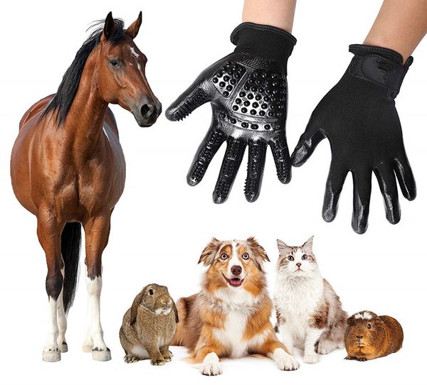 

Pet Grooming Glove with Fine Comb l Gentle Deshedding Glove with Textured Silicone Nubs, Removes Undercoat, Loose Fur