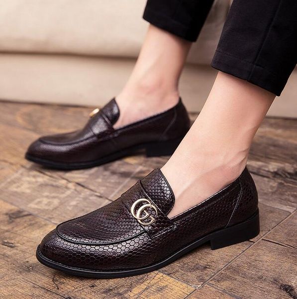 

Новые винтажные британские деловые повседневные кожаные туфли мужские ступни с рисунком питона мужские одиночные туфли мужские дизайнерские мокасины, роскошные лоферы, F1.2