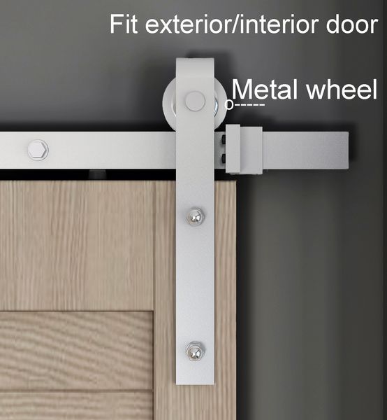 

diyhd 5ft-8ft dacromet raw material sliding barn door hardware,metal roller,fit exterior heavy duty barn door