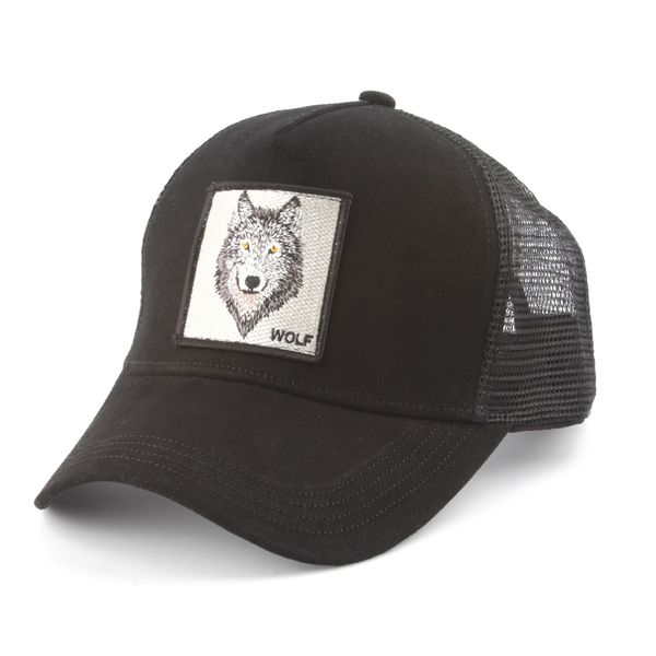 

new wolf animal cap embroidered baseball cap men women snapback hip hop hat summer breathable mesh trucker hat, Blue;gray