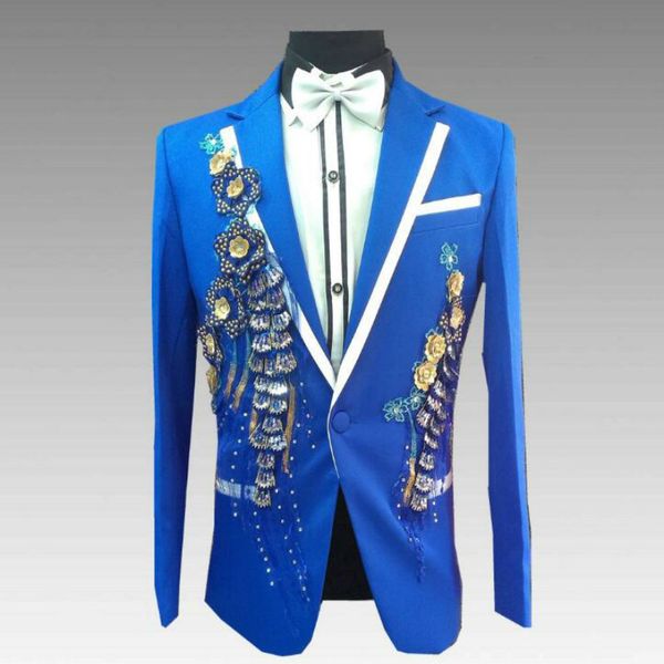 

applique sequins slim men's suit jacket 2019 new studio p ceremonial suit dress, White;black