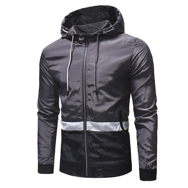 

spring and autumn new jacket men fashion slim casual stitching hooded thin coat long sleeve zipper jacket men's, Black;brown